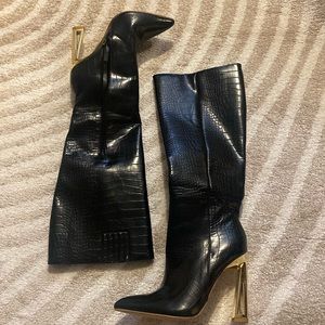 Knee high faux croc boots 7 1/2